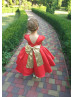 Coral Satin Gold Sequin Belt Flower Girl Dress